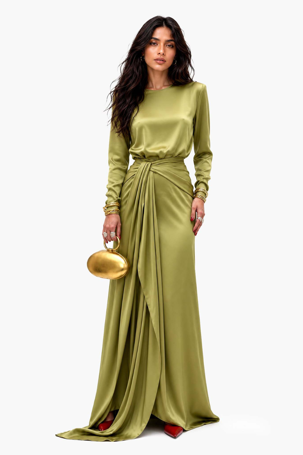 Lía | Vestido Maxi de Satén Drapeado