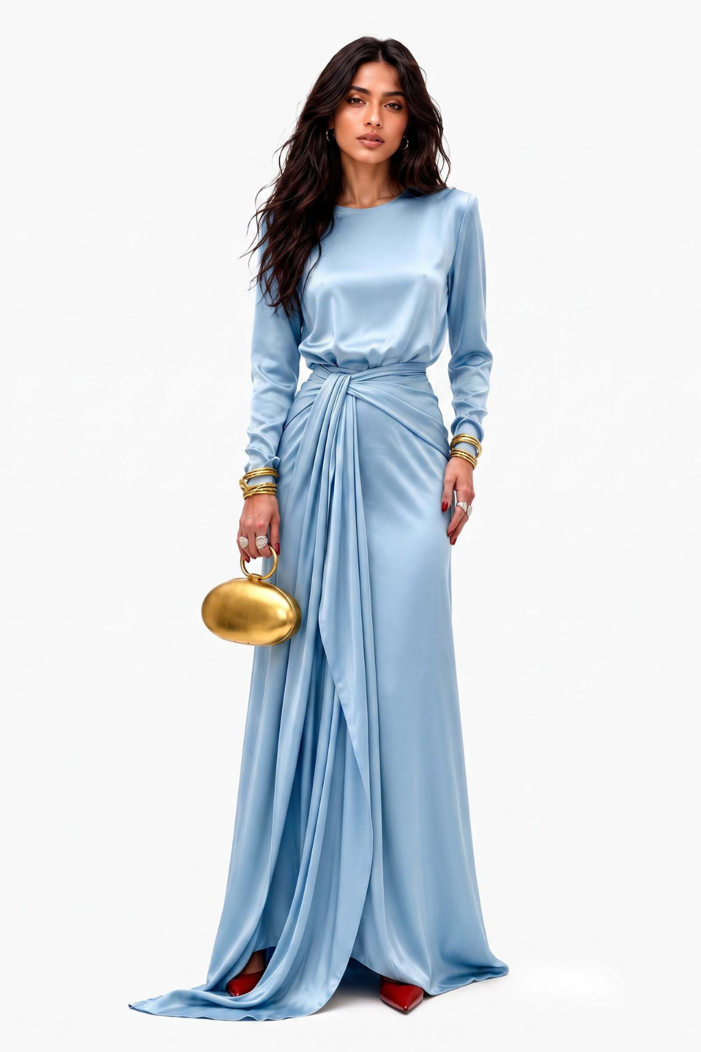 Lía | Vestido Maxi de Satén Drapeado