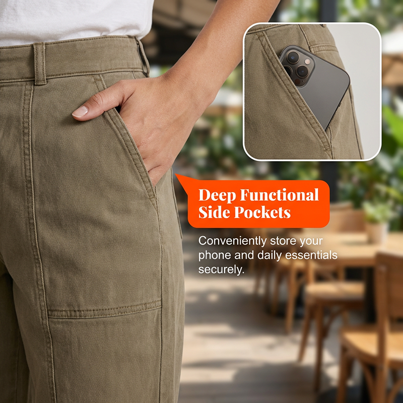 Pantalón de Mujer de Tiro Alto Entallado Tipo Utility